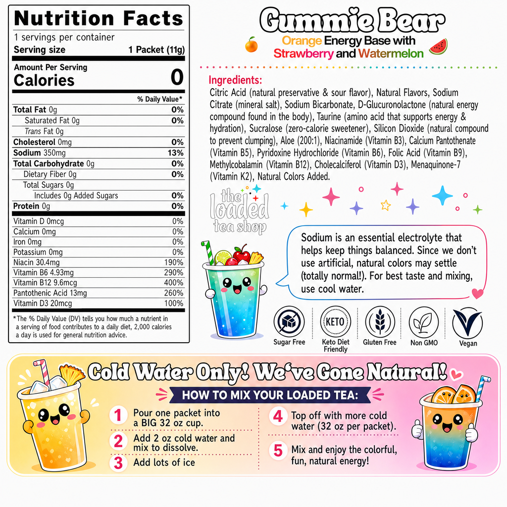 50 Case Gummie Bear (Caffeine- Free) - A Breezy Pick for Mixing with Ice