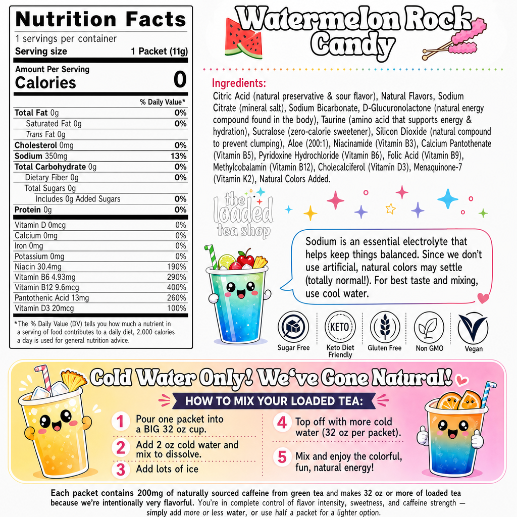 Watermelon Rock Candy (Caffeine- Free) - Made for Easygoing Tea Time